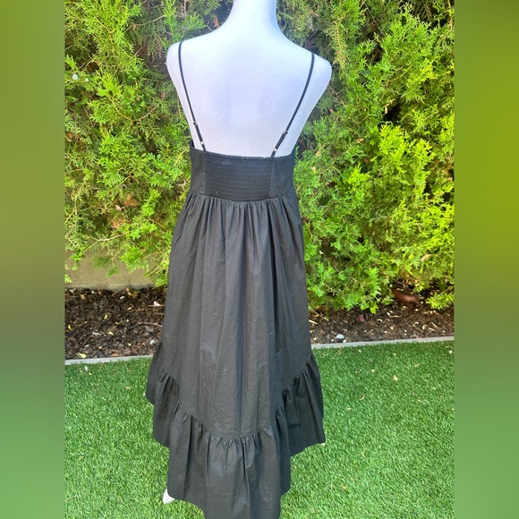 GAP Black Spaghetti Strap Sweetheart A-Line Summer Midi Dress - Picture 7 of 8
